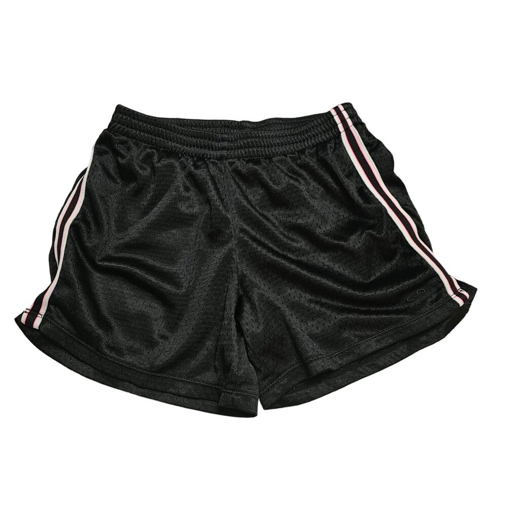 Girls Champion Size S Black Athletic Shorts Pink White Stripe